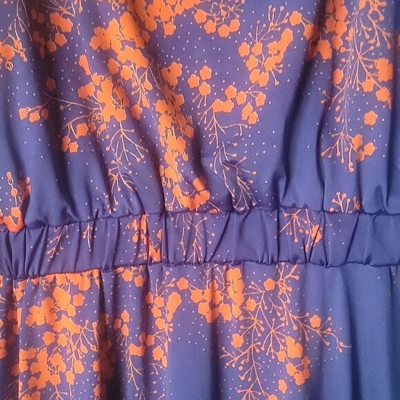 T Bags XS Blue Floral Kimono Mini Stretchy Dress Coquette Waist Tie V Neck Boho - Picture 13 of 13